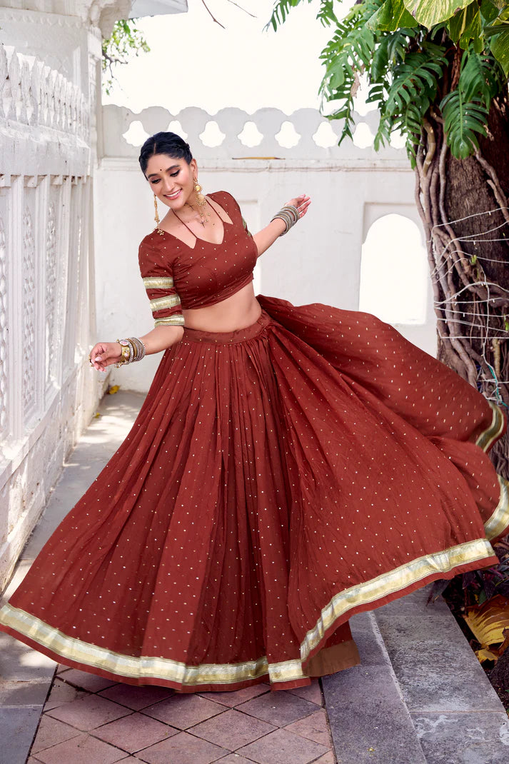 NAVRATRI SPECIAL PURE CHANDERI ZARI WEAVING LEHENGA CHOLI WITH DUPATTA(WD191) (03)