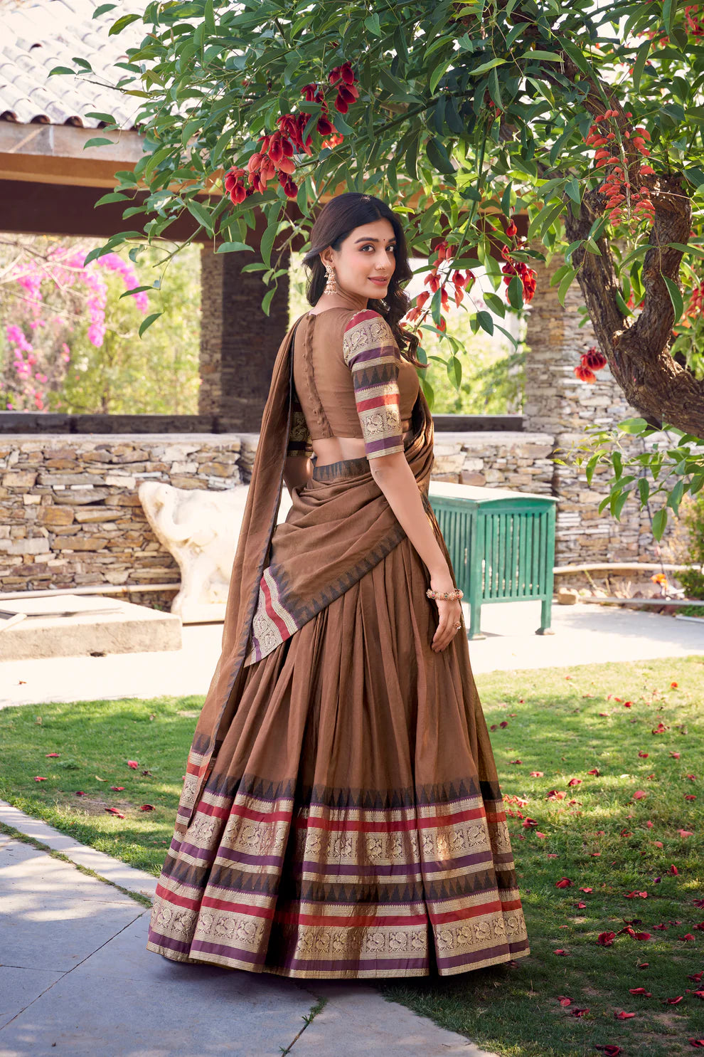PURE CHANDERI LEHENGA CHOLI WITH DUPATTA(WD175) 01