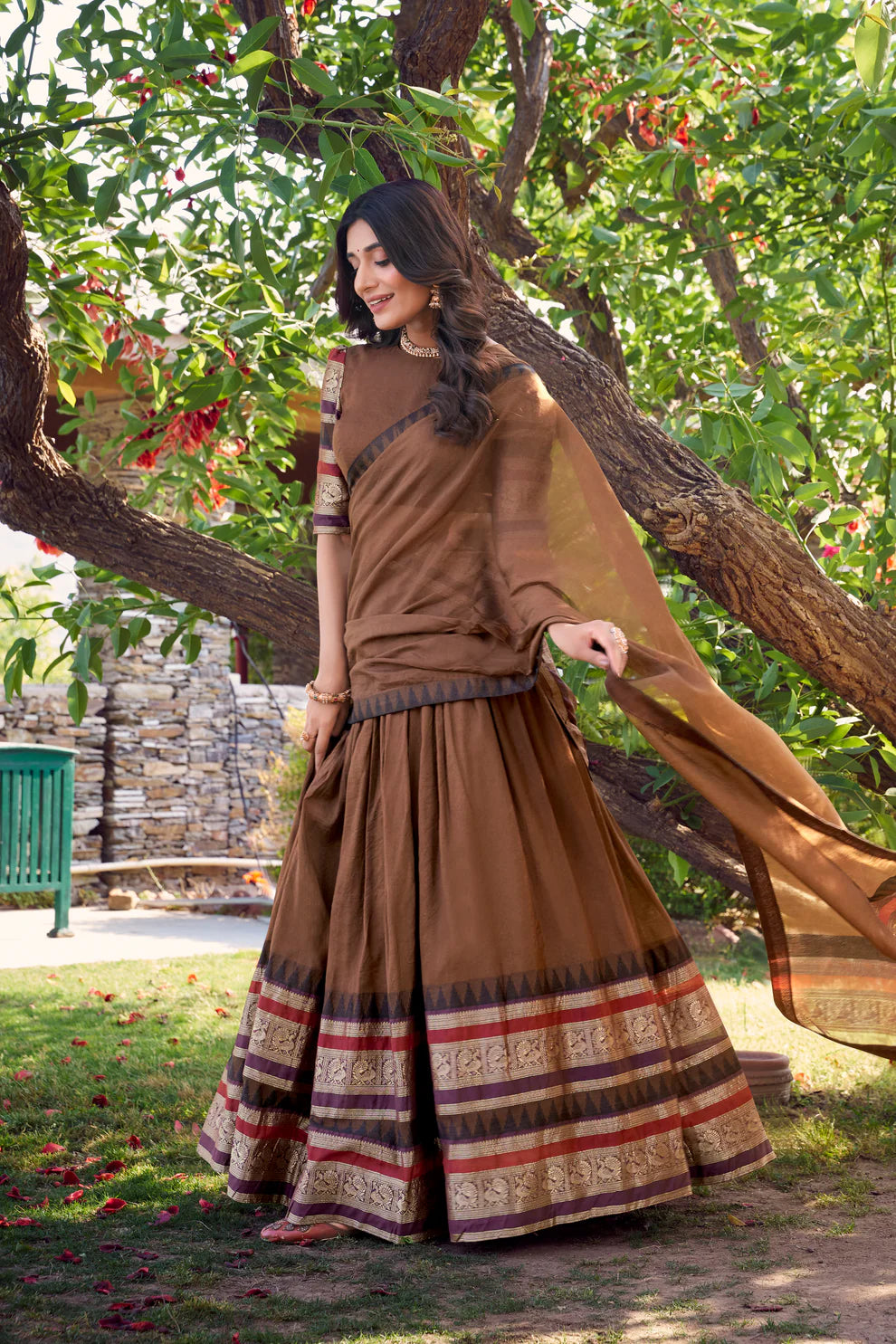 PURE CHANDERI LEHENGA CHOLI WITH DUPATTA(WD175) 01