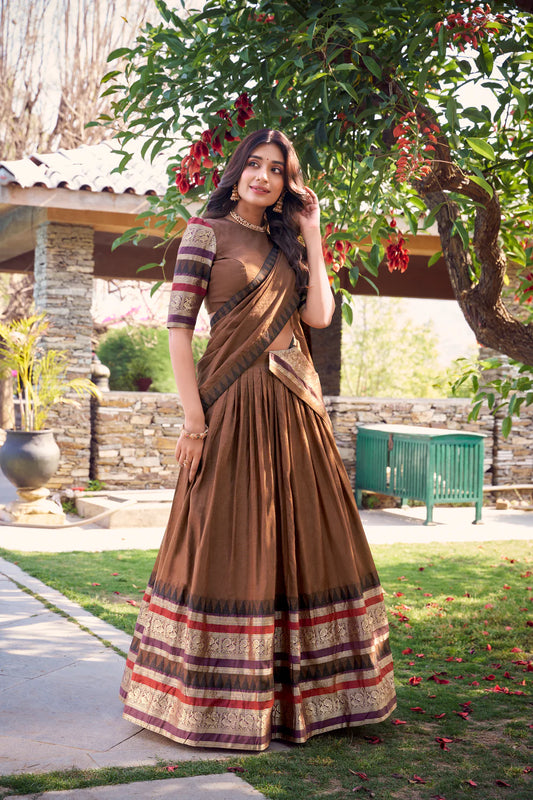 PURE CHANDERI LEHENGA CHOLI WITH DUPATTA(WD175) 01