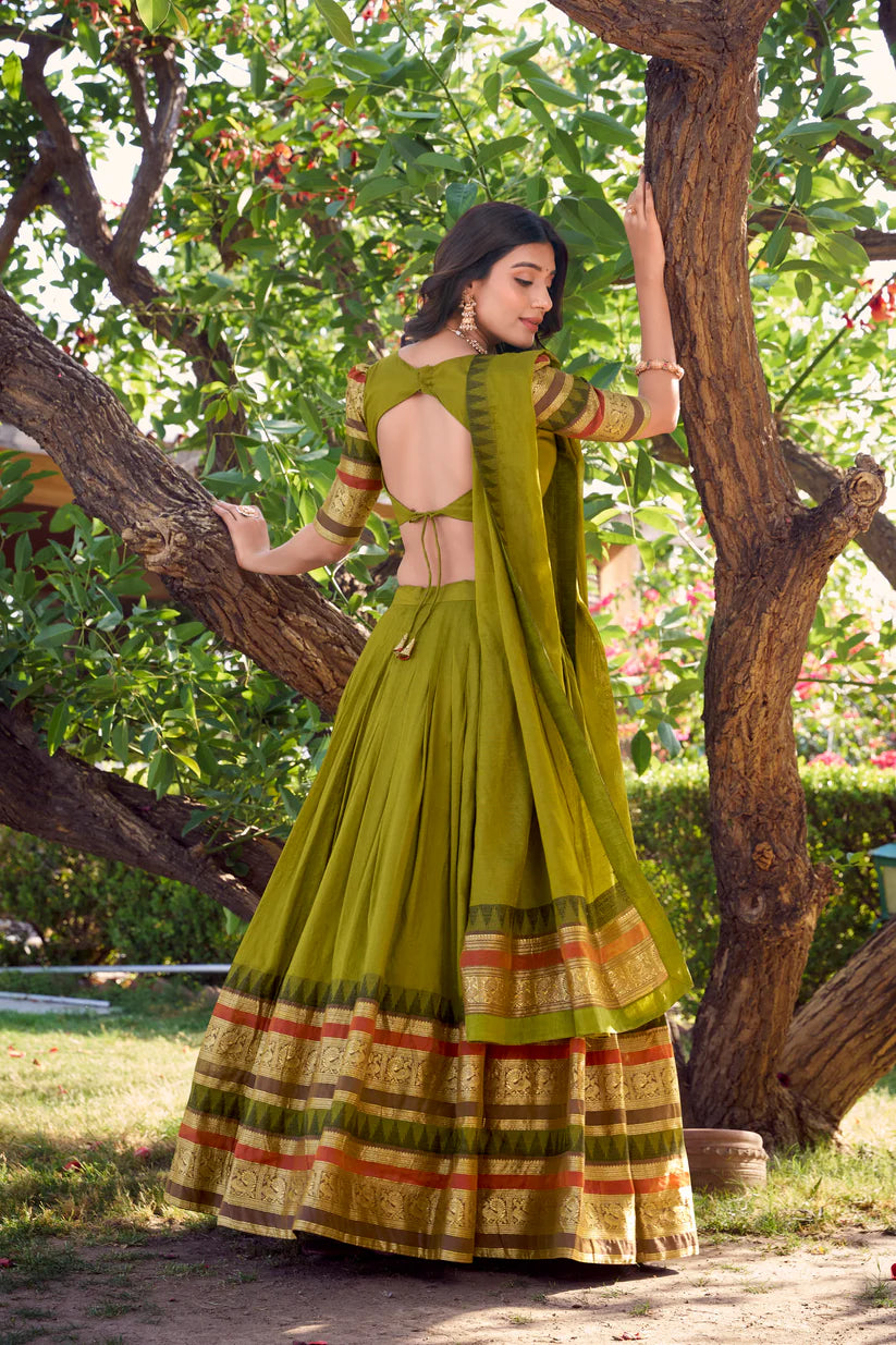 PURE CHANDERI LEHENGA CHOLI WITH DUPATTA(WD175)
