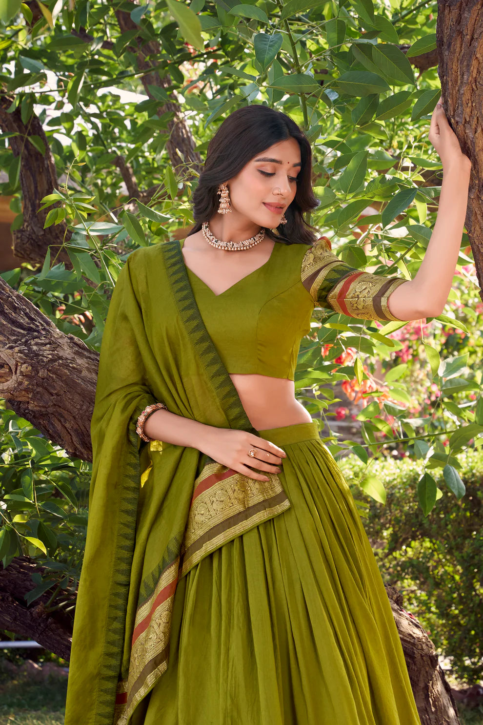 PURE CHANDERI LEHENGA CHOLI WITH DUPATTA(WD175)