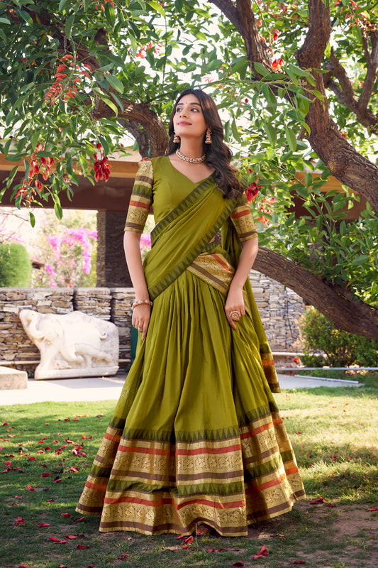 PURE CHANDERI LEHENGA CHOLI WITH DUPATTA(WD175)