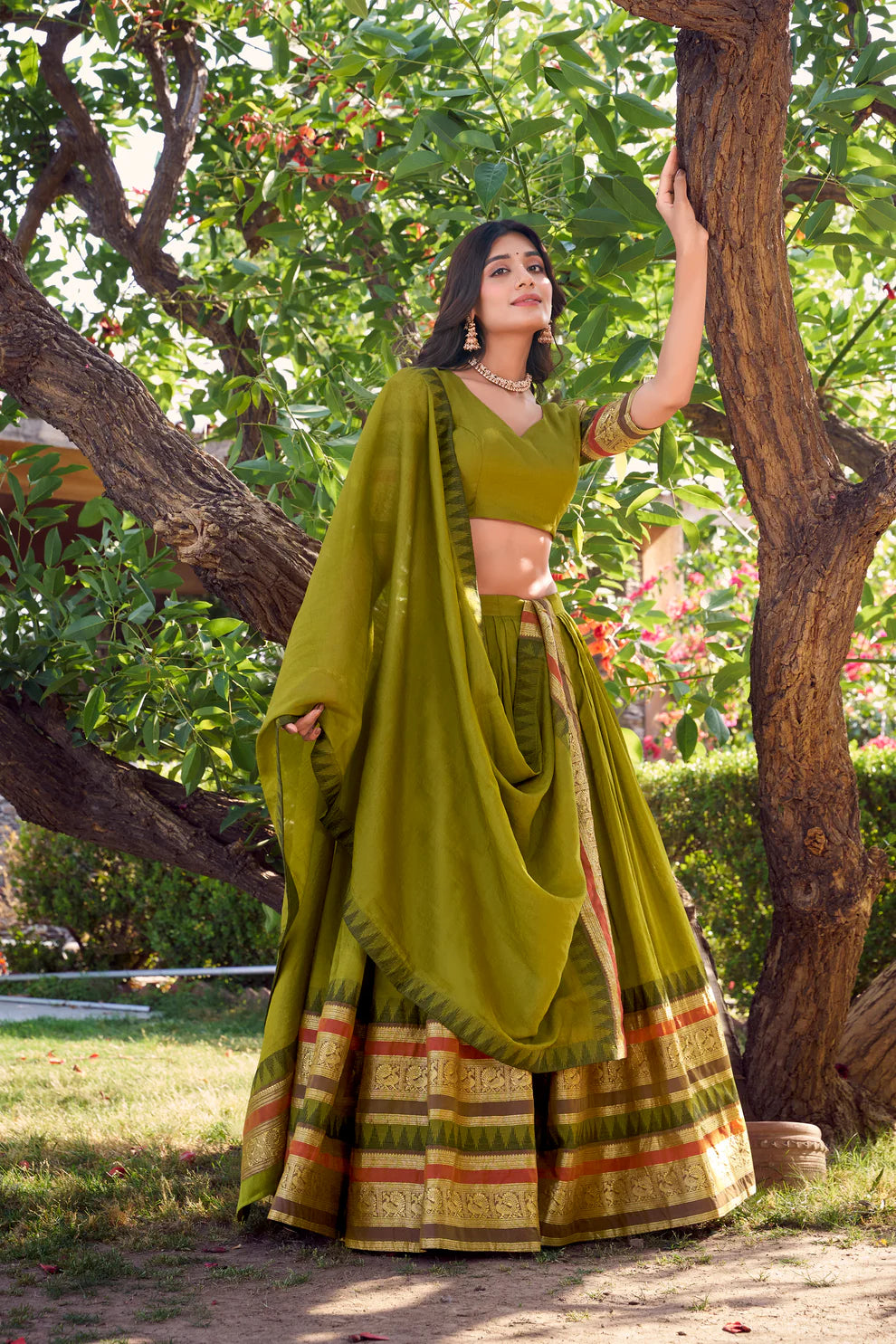 PURE CHANDERI LEHENGA CHOLI WITH DUPATTA(WD175)