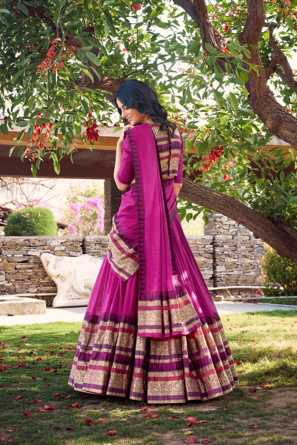 PURE CHANDERI LEHENGA CHOLI WITH DUPATTA(WD175) 02