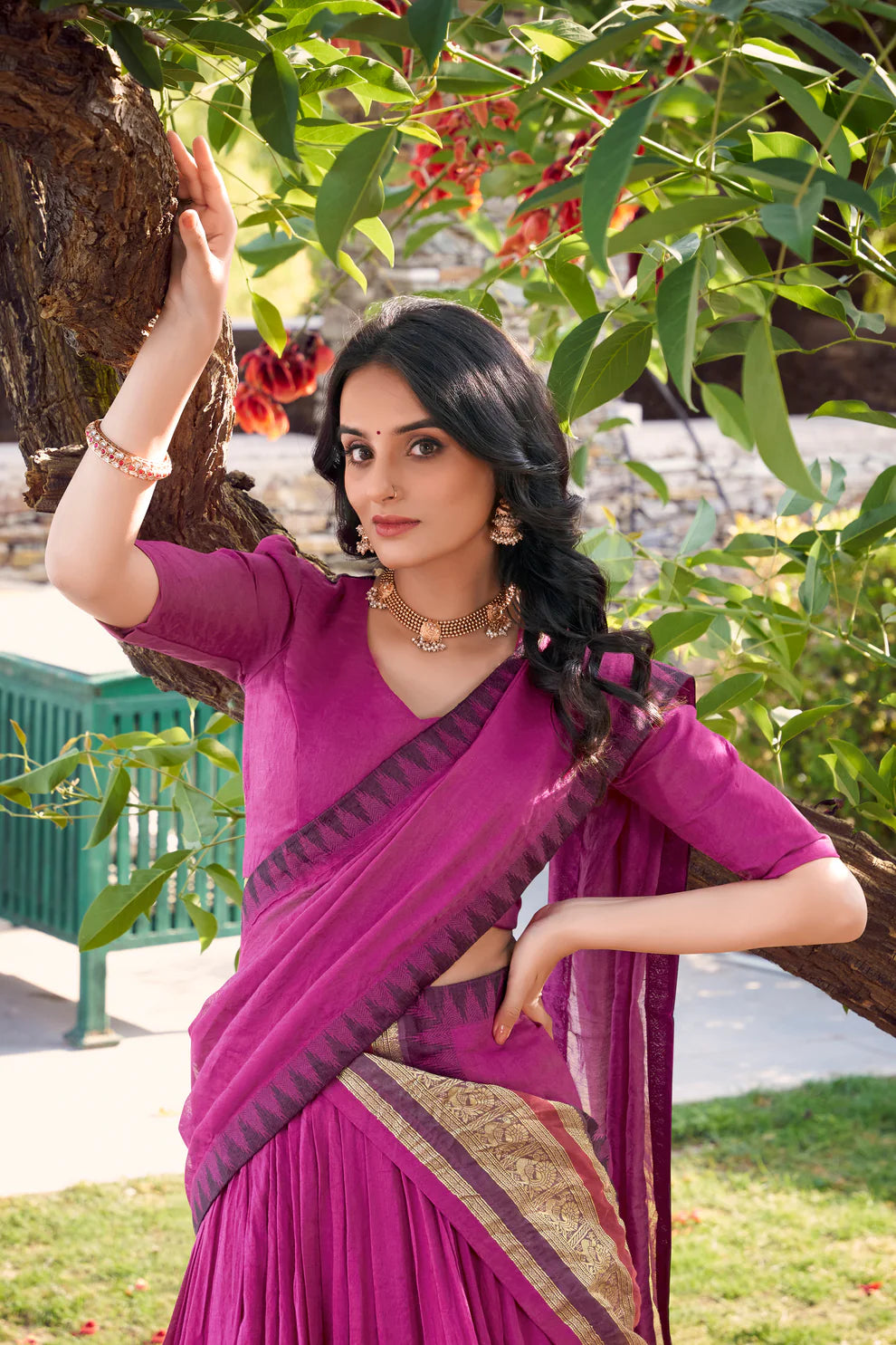 PURE CHANDERI LEHENGA CHOLI WITH DUPATTA(WD175) 02