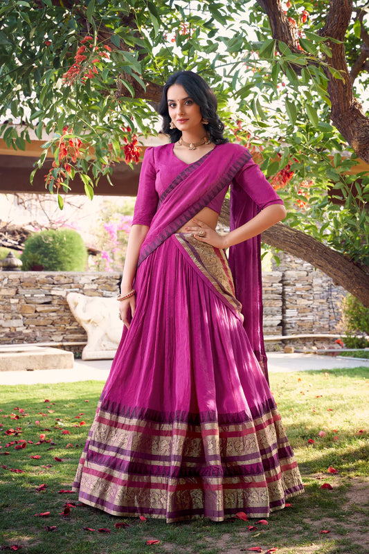 PURE CHANDERI LEHENGA CHOLI WITH DUPATTA(WD175) 02