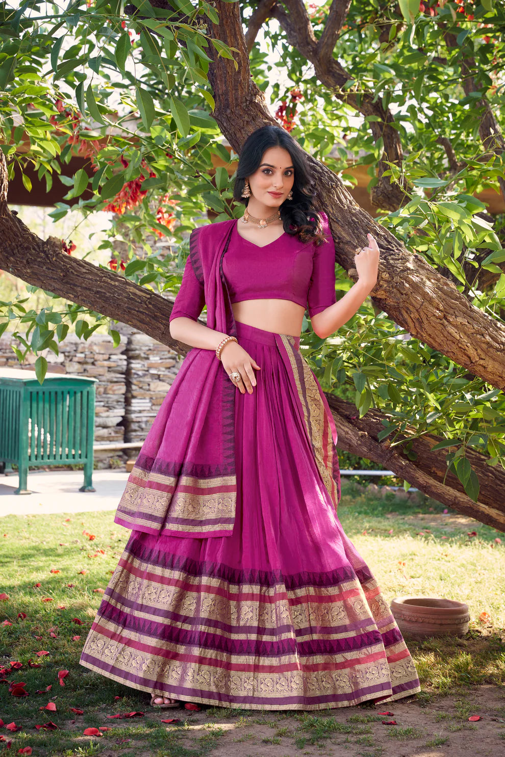PURE CHANDERI LEHENGA CHOLI WITH DUPATTA(WD175) 02