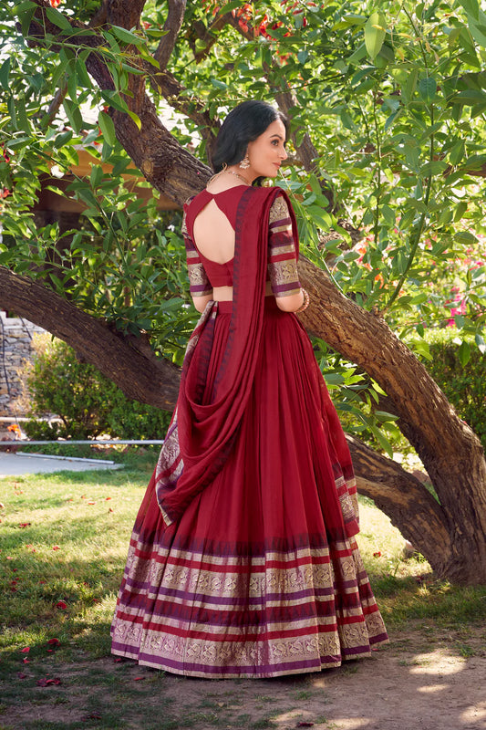 PURE CHANDERI LEHENGA CHOLI WITH DUPATTA(WD175) 03