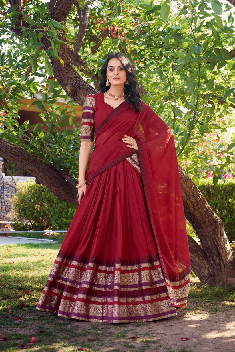 PURE CHANDERI LEHENGA CHOLI WITH DUPATTA(WD175) 03