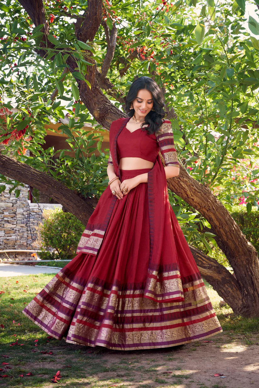 PURE CHANDERI LEHENGA CHOLI WITH DUPATTA(WD175) 03