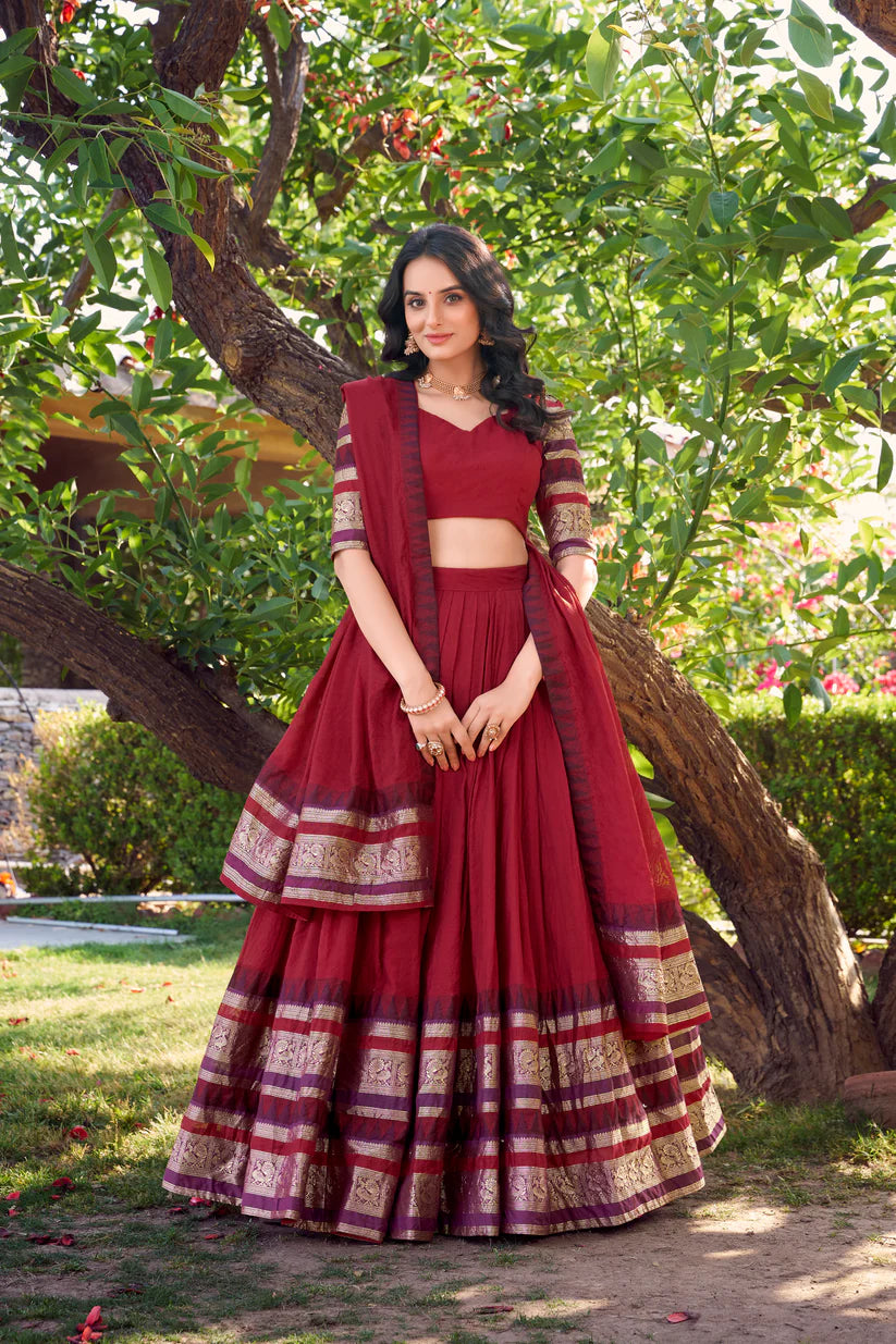 PURE CHANDERI LEHENGA CHOLI WITH DUPATTA(WD175) 03