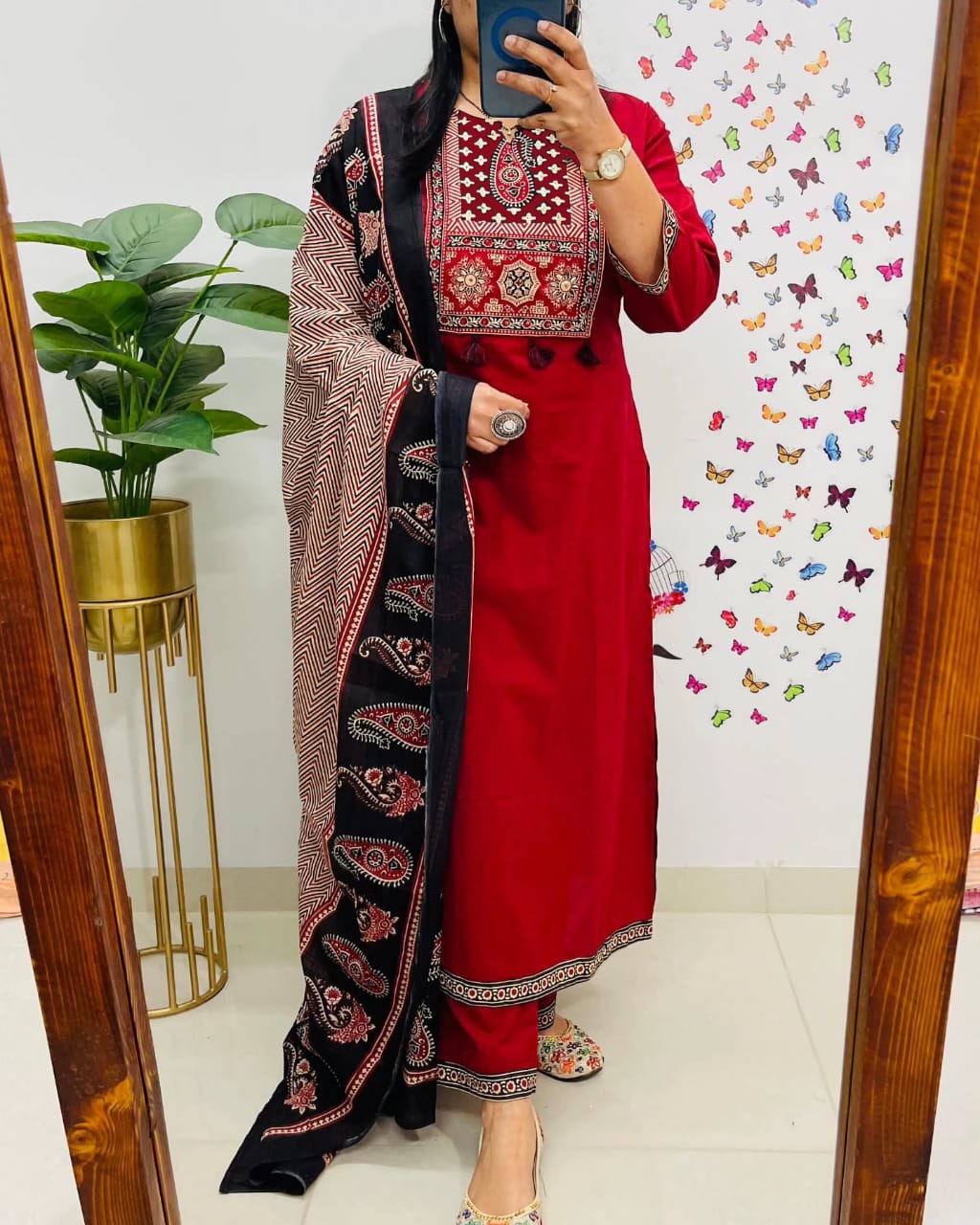 🌹🌹Pure fine Cotton fabric Kurti with Pant with cotton 100-100 Dupatta🌹🌹 (WARED486)