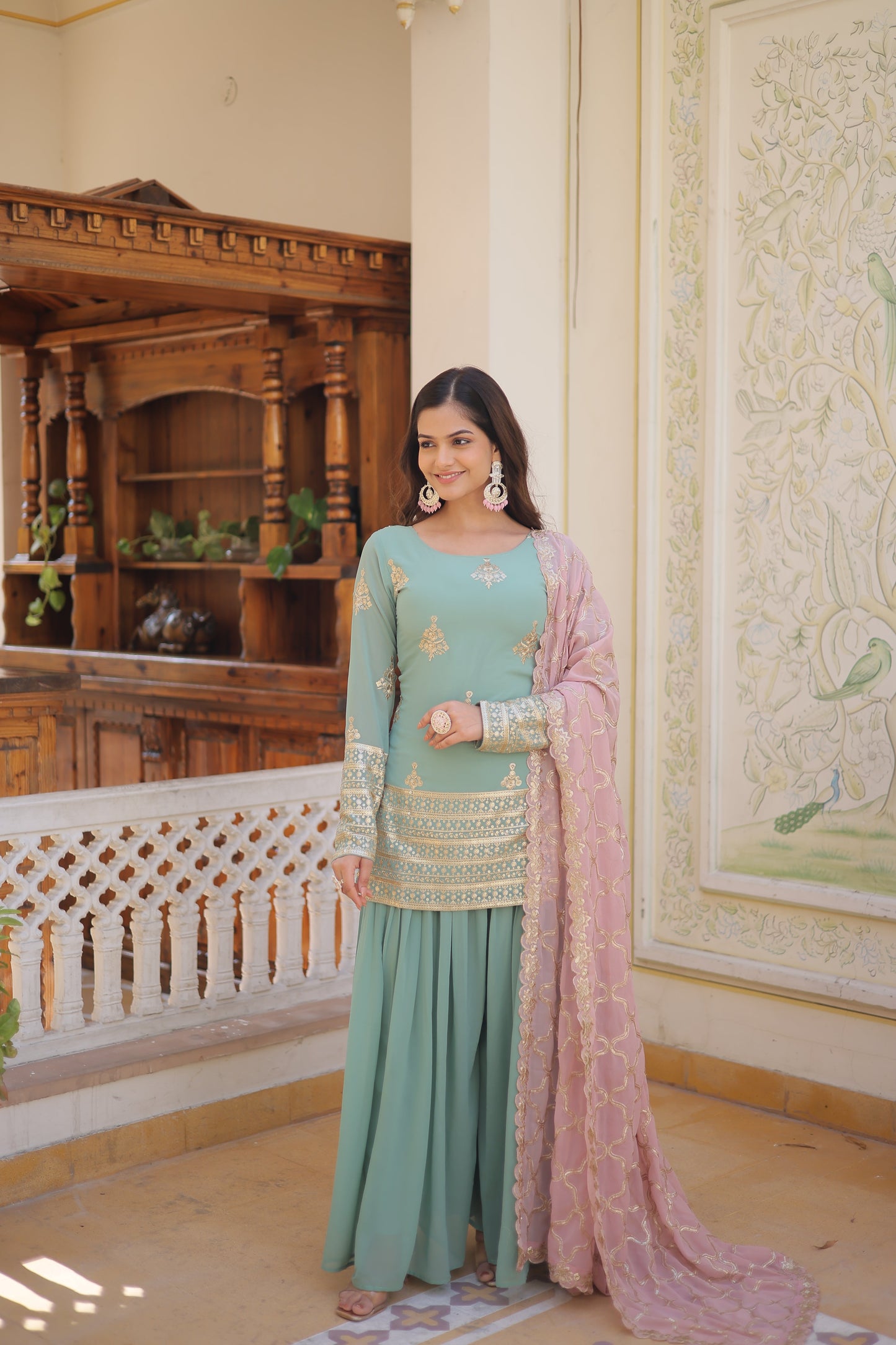 PREMIUM DESIGNER READYMADE KURTI-PLAZOO-DUPATTA