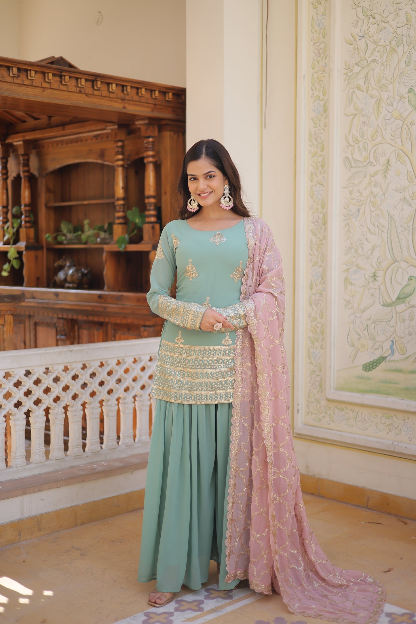 PREMIUM DESIGNER READYMADE KURTI-PLAZOO-DUPATTA
