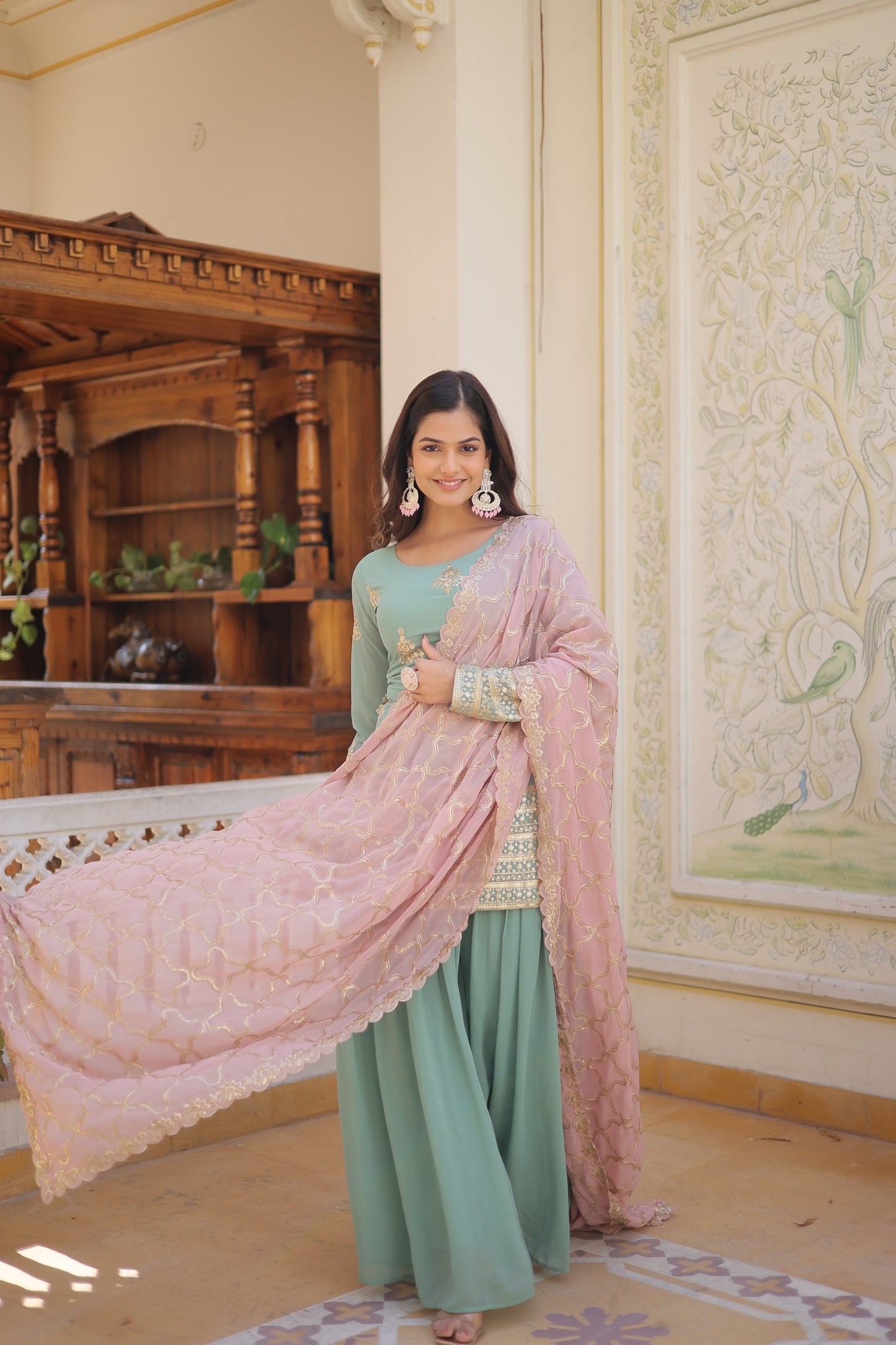 PREMIUM DESIGNER READYMADE KURTI-PLAZOO-DUPATTA
