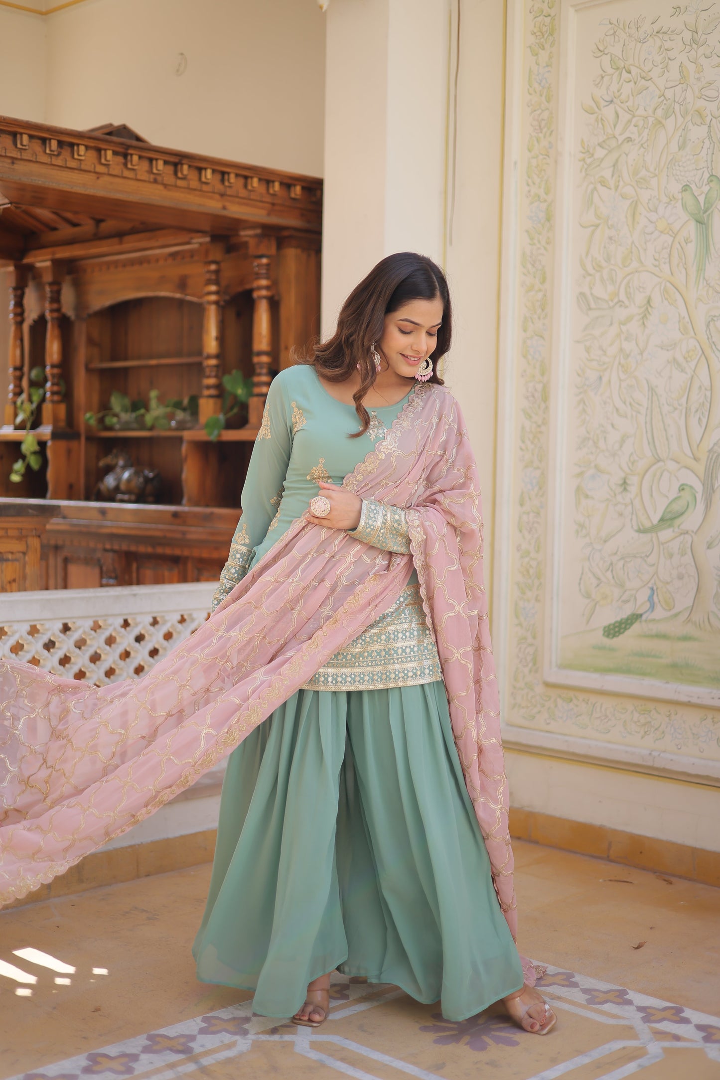 PREMIUM DESIGNER READYMADE KURTI-PLAZOO-DUPATTA
