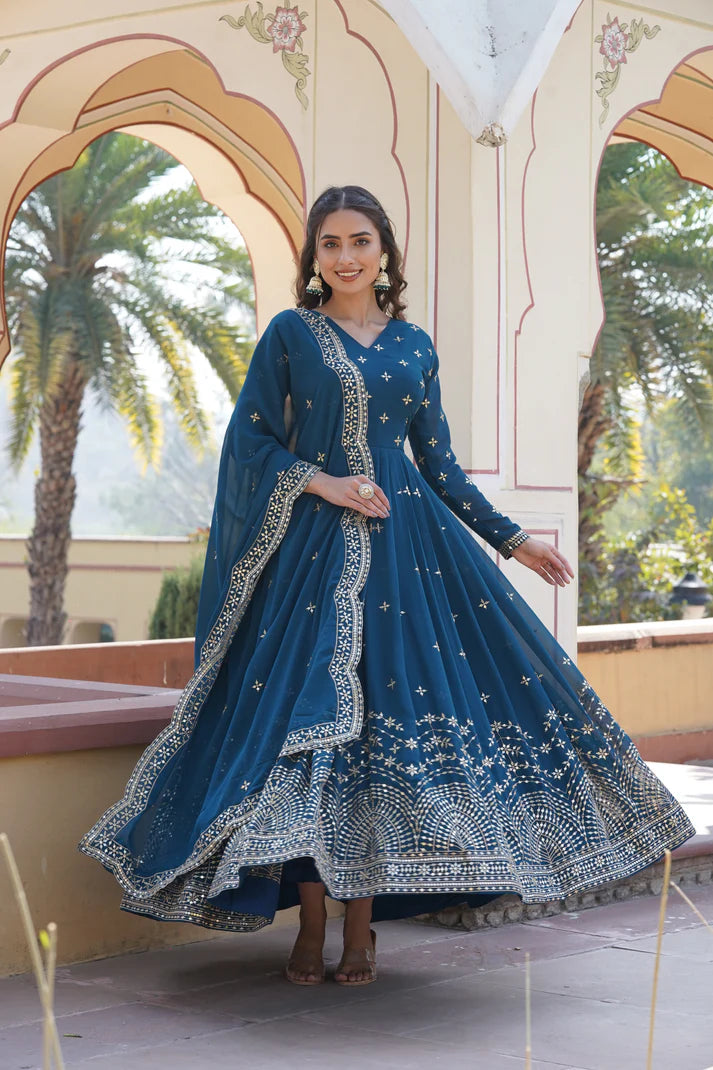 BEAUTIFUL STYLISH DESIGNER GOWN WITH DUPATTA SET (WD33) (01)
