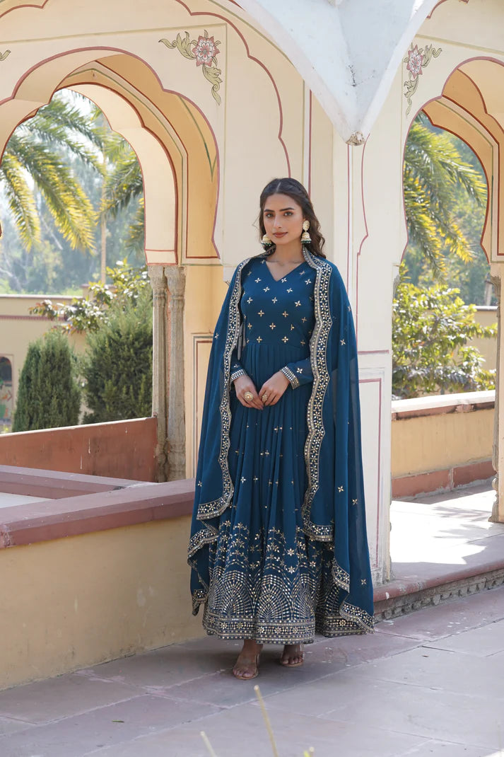 BEAUTIFUL STYLISH DESIGNER GOWN WITH DUPATTA SET(WD167) (01)