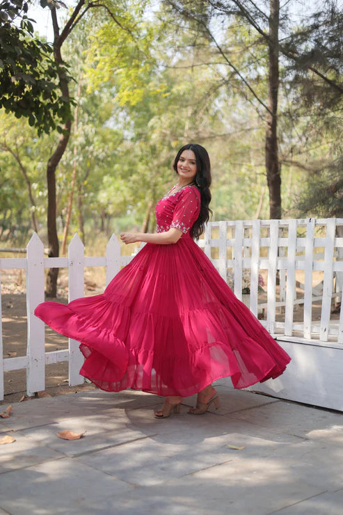 FESTIVAL SPECIAL BEADS EMBROIDERY WORK GOWN(WD47)