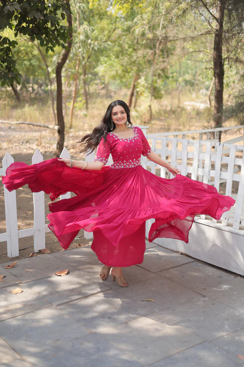 FESTIVAL SPECIAL BEADS EMBROIDERY WORK GOWN(WD47)