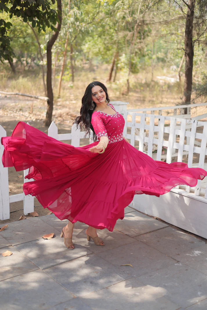 FESTIVAL SPECIAL BEADS EMBROIDERY WORK GOWN(WD47)