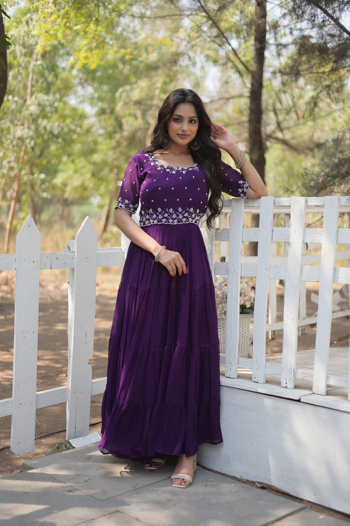 FESTIVAL SPECIAL BEADS EMBROIDERY WORK GOWN(WD47) (01)