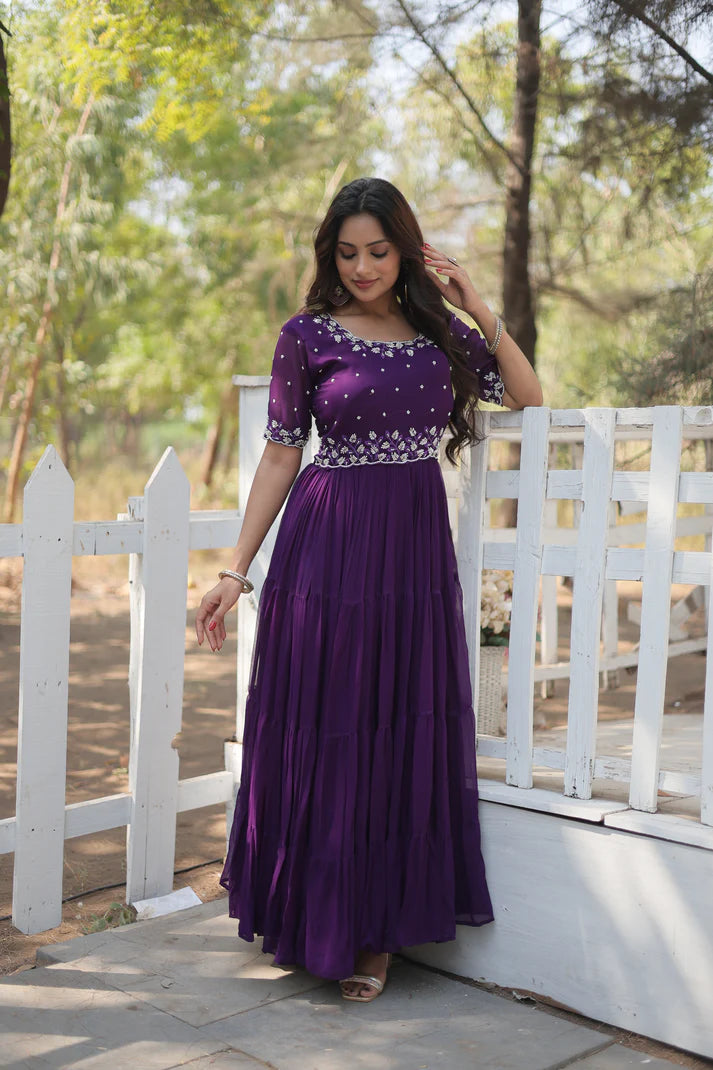 FESTIVAL SPECIAL BEADS EMBROIDERY WORK GOWN(WD47) (01)