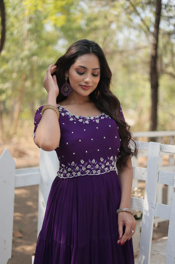 FESTIVAL SPECIAL BEADS EMBROIDERY WORK GOWN(WD47) (01)