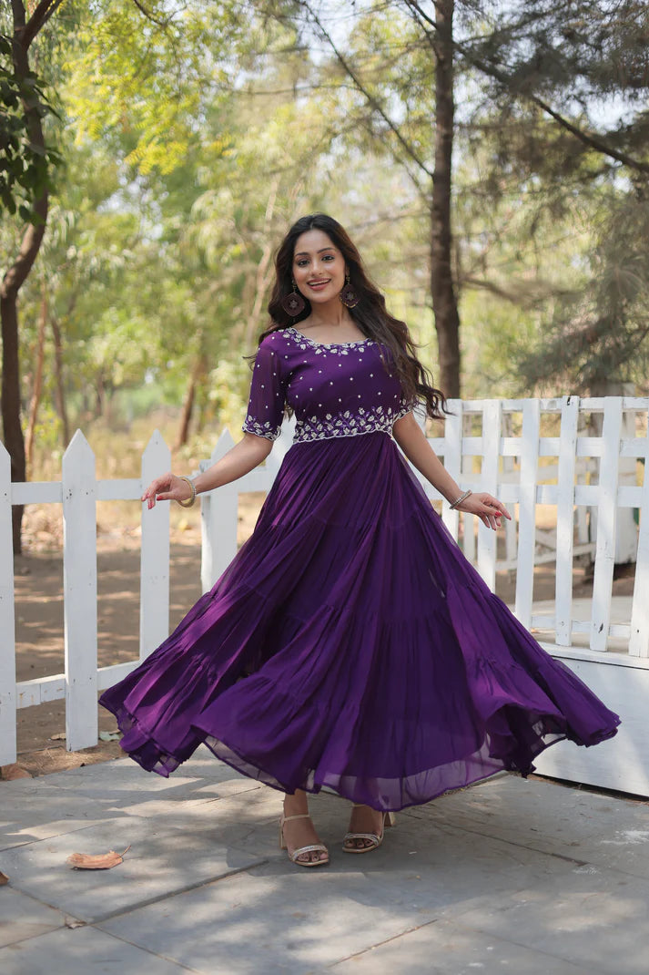 FESTIVAL SPECIAL BEADS EMBROIDERY WORK GOWN(WD47) (01)