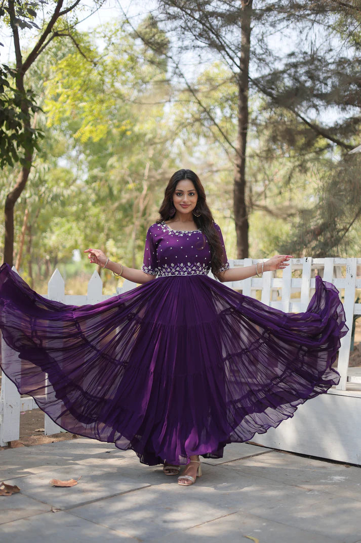 FESTIVAL SPECIAL BEADS EMBROIDERY WORK GOWN(WD47) (01)