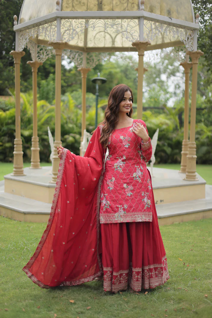 FESTIVAL SPECIAL CHINON THREAD EMBROIDERED SHARARA(WD139)