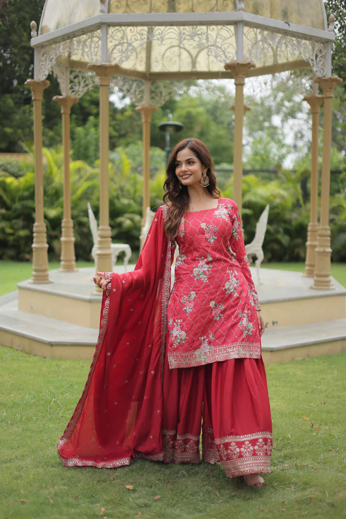 FESTIVAL SPECIAL CHINON THREAD EMBROIDERED SHARARA(WD139)