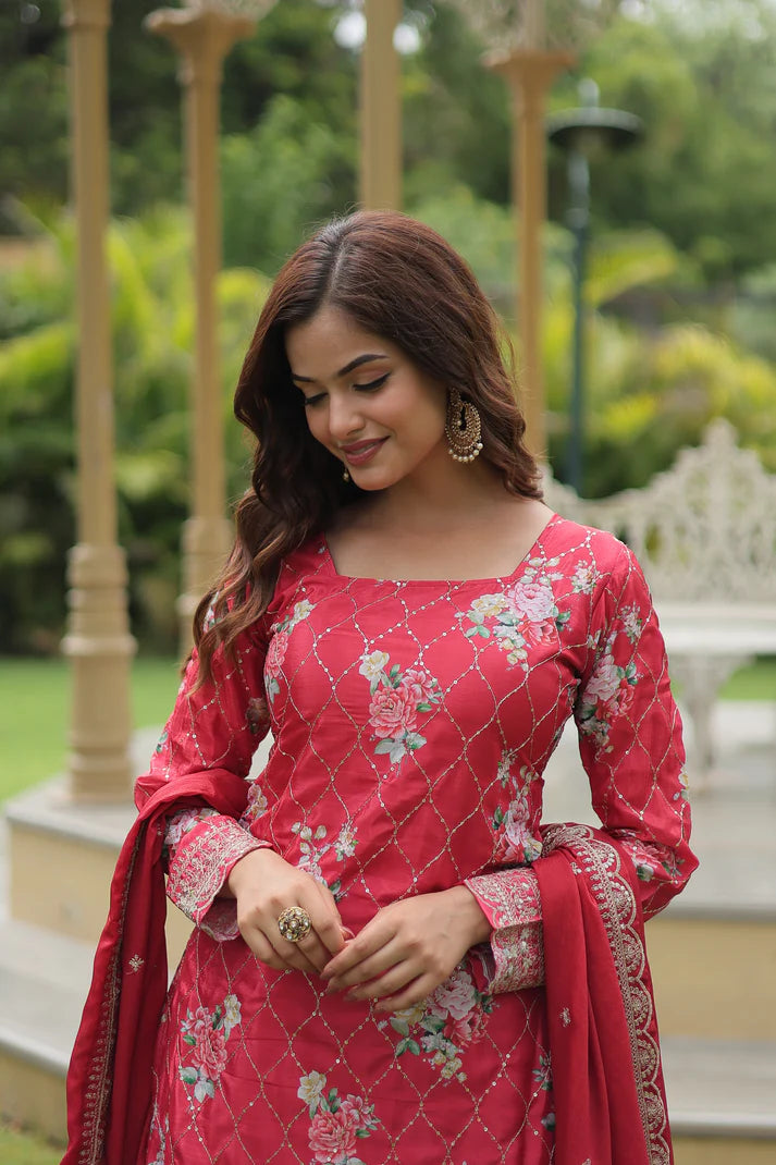 FESTIVAL SPECIAL CHINON THREAD EMBROIDERED SHARARA(WD139)