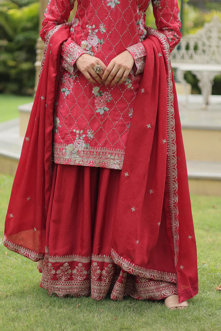 FESTIVAL SPECIAL CHINON THREAD EMBROIDERED SHARARA(WD139)