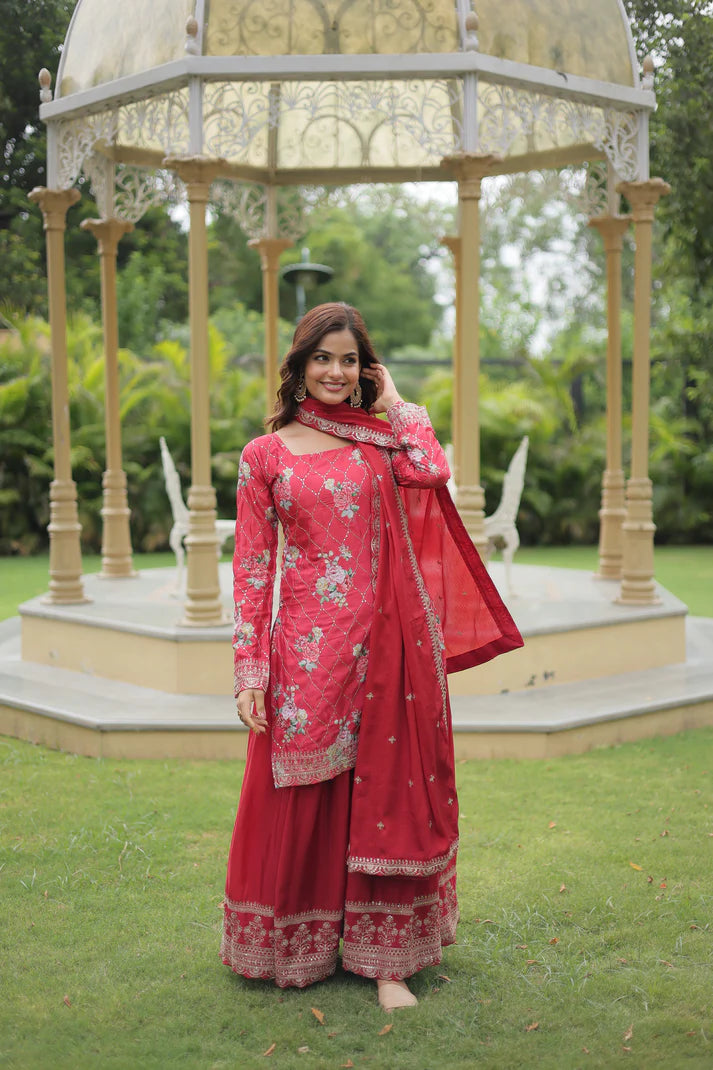 FESTIVAL SPECIAL CHINON THREAD EMBROIDERED SHARARA(WD139)