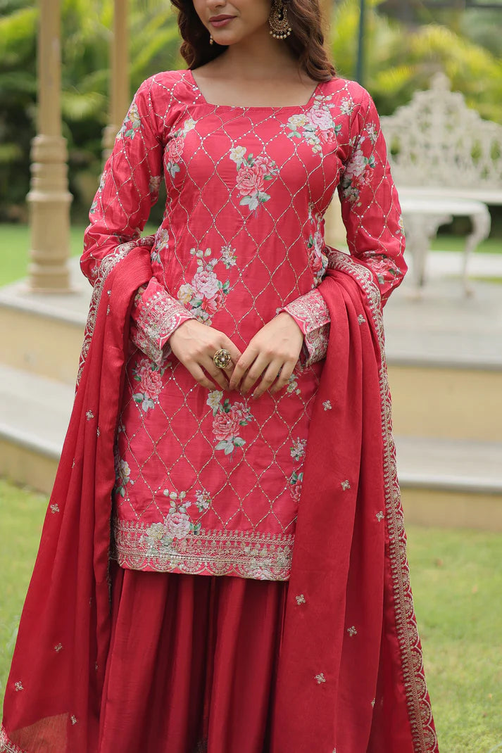 FESTIVAL SPECIAL CHINON THREAD EMBROIDERED SHARARA(WD139)