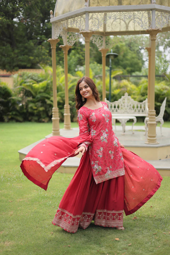 FESTIVAL SPECIAL CHINON THREAD EMBROIDERED SHARARA(WD139)