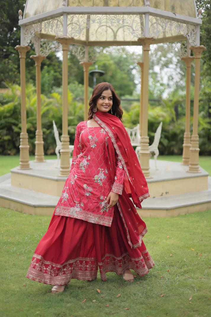 FESTIVAL SPECIAL CHINON THREAD EMBROIDERED SHARARA(WD139)