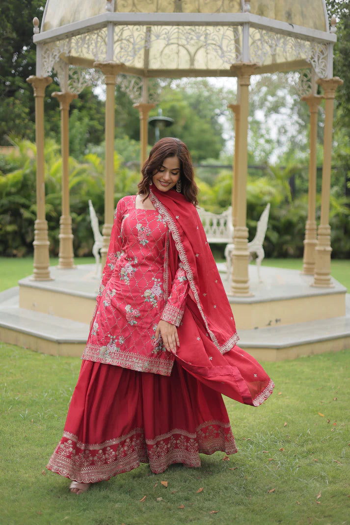 FESTIVAL SPECIAL CHINON THREAD EMBROIDERED SHARARA(WD139)