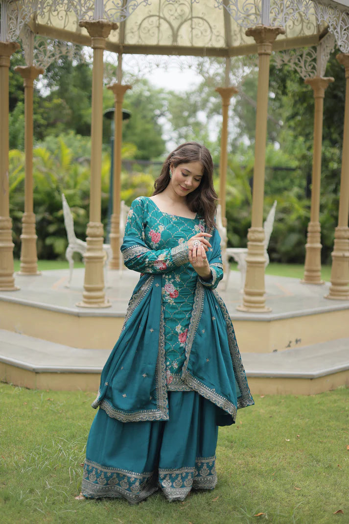 FESTIVAL SPECIAL CHINON THREAD EMBROIDERED SHARARA(WD139) (01)