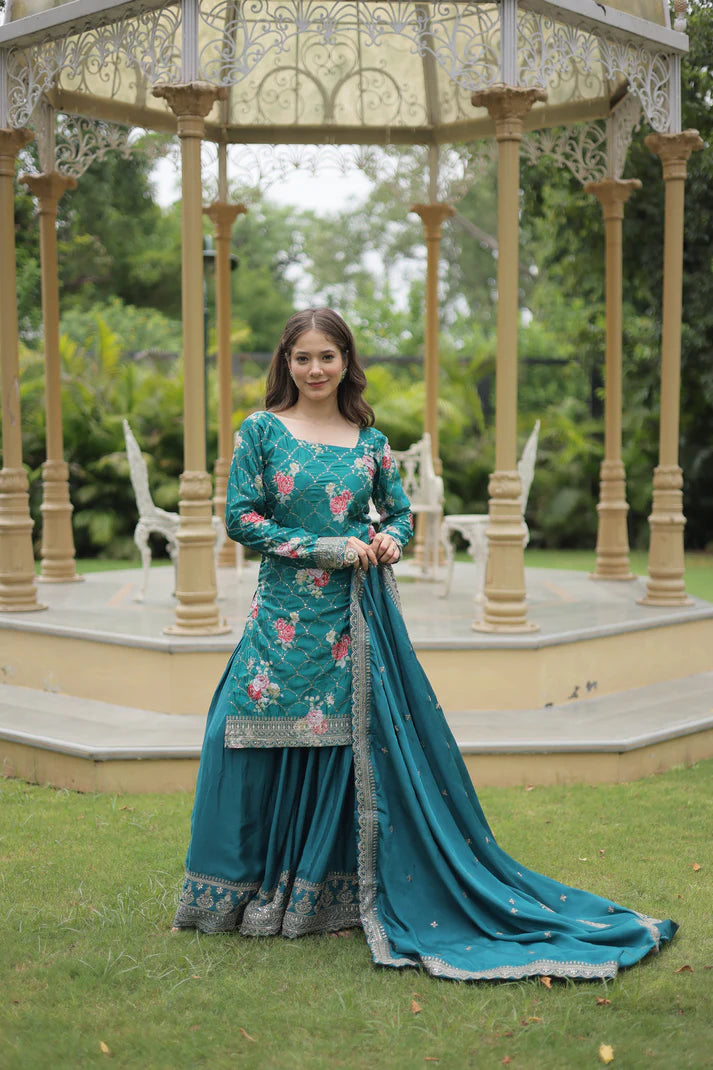 FESTIVAL SPECIAL CHINON THREAD EMBROIDERED SHARARA(WD139) (01)