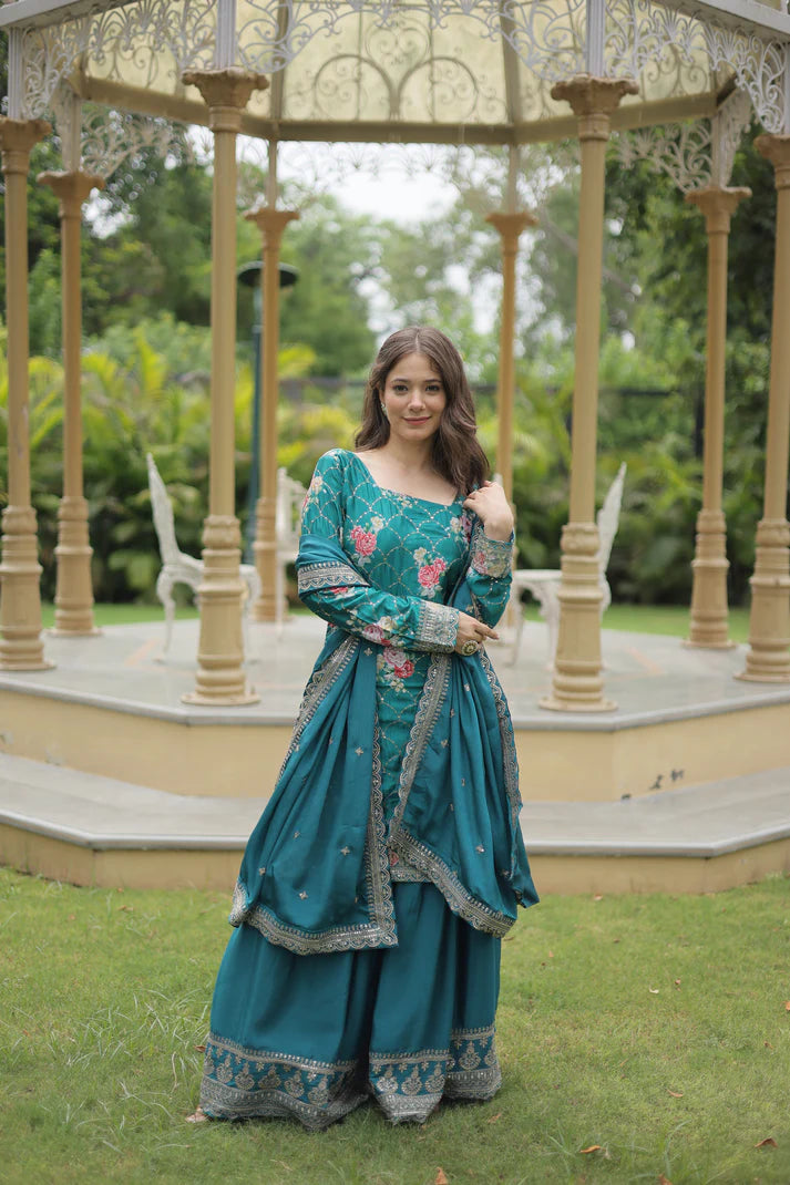FESTIVAL SPECIAL CHINON THREAD EMBROIDERED SHARARA(WD139) (01)