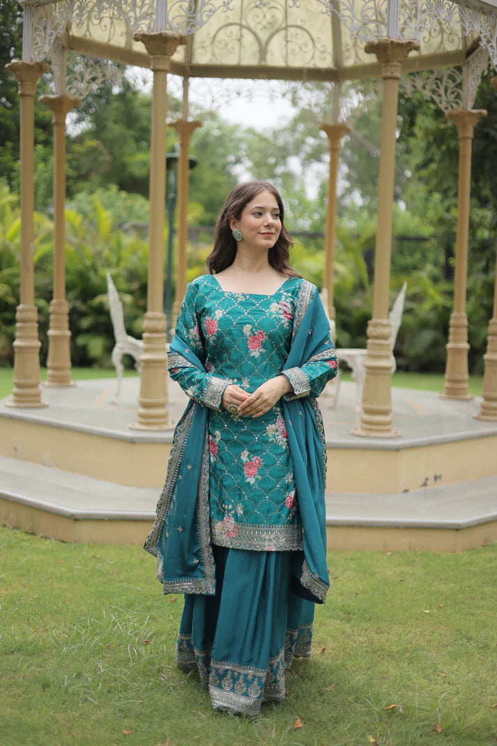FESTIVAL SPECIAL CHINON THREAD EMBROIDERED SHARARA(WD139) (01)
