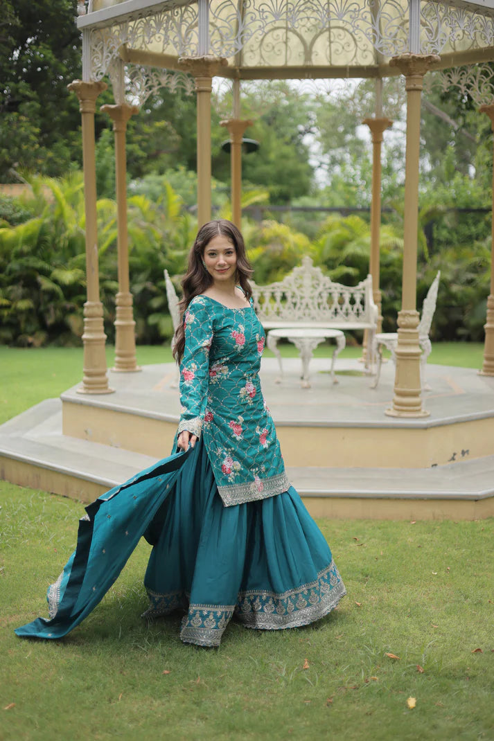 FESTIVAL SPECIAL CHINON THREAD EMBROIDERED SHARARA(WD139) (01)
