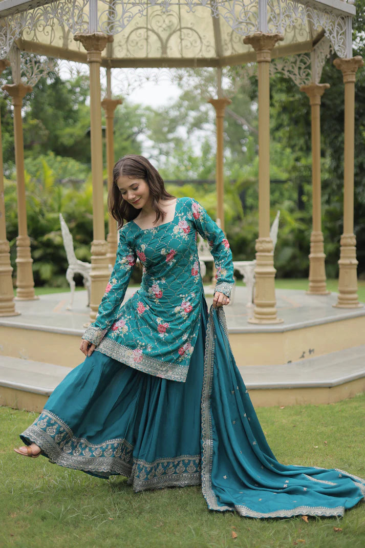 FESTIVAL SPECIAL CHINON THREAD EMBROIDERED SHARARA(WD139) (01)