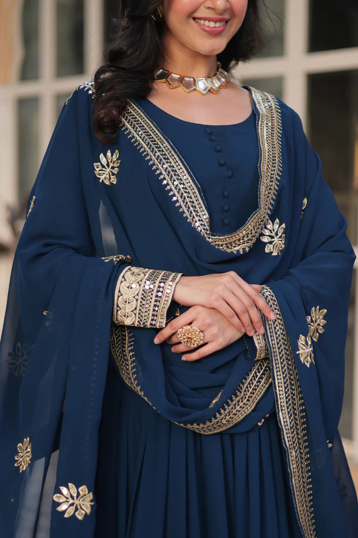 WEDDING SPECIAL FAUX BLOOMING EMBRIDERED GOWN WITH DUPATTA(WD52)