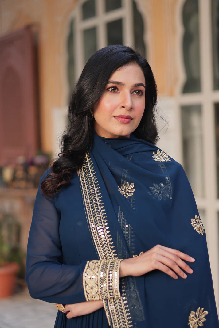 WEDDING SPECIAL FAUX BLOOMING EMBRIDERED GOWN WITH DUPATTA(WD52)