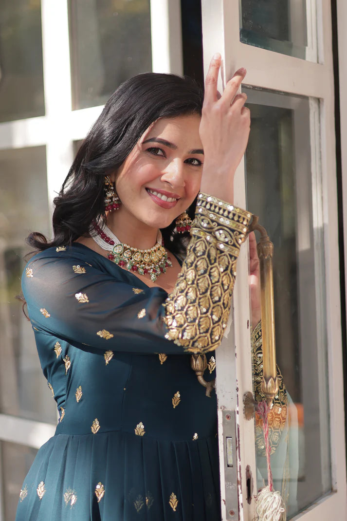 WEDDING SPECIAL BLOOMING EMBROIDERED GOWN WITH DUPATTA