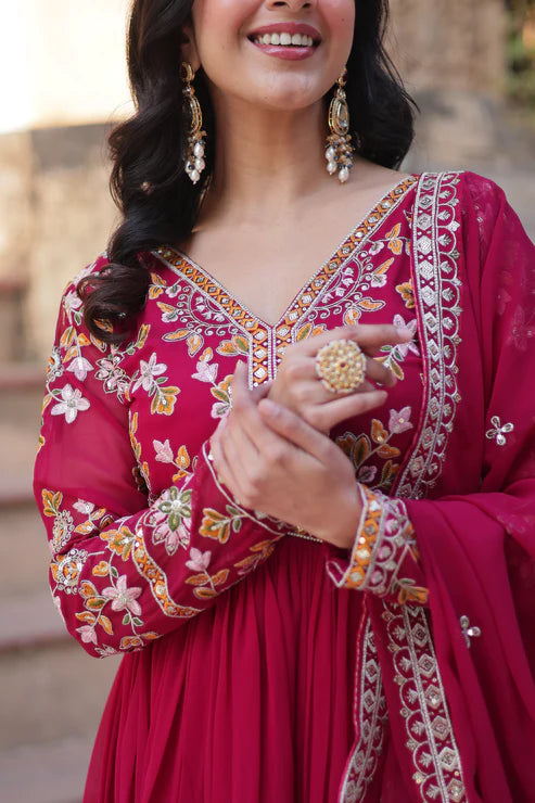 WEDDING SPECIAL FAUX BLOOMING ZARI SEQUINS EMBROIDERED GOWN WITH DUPATTA(WD05) (01)